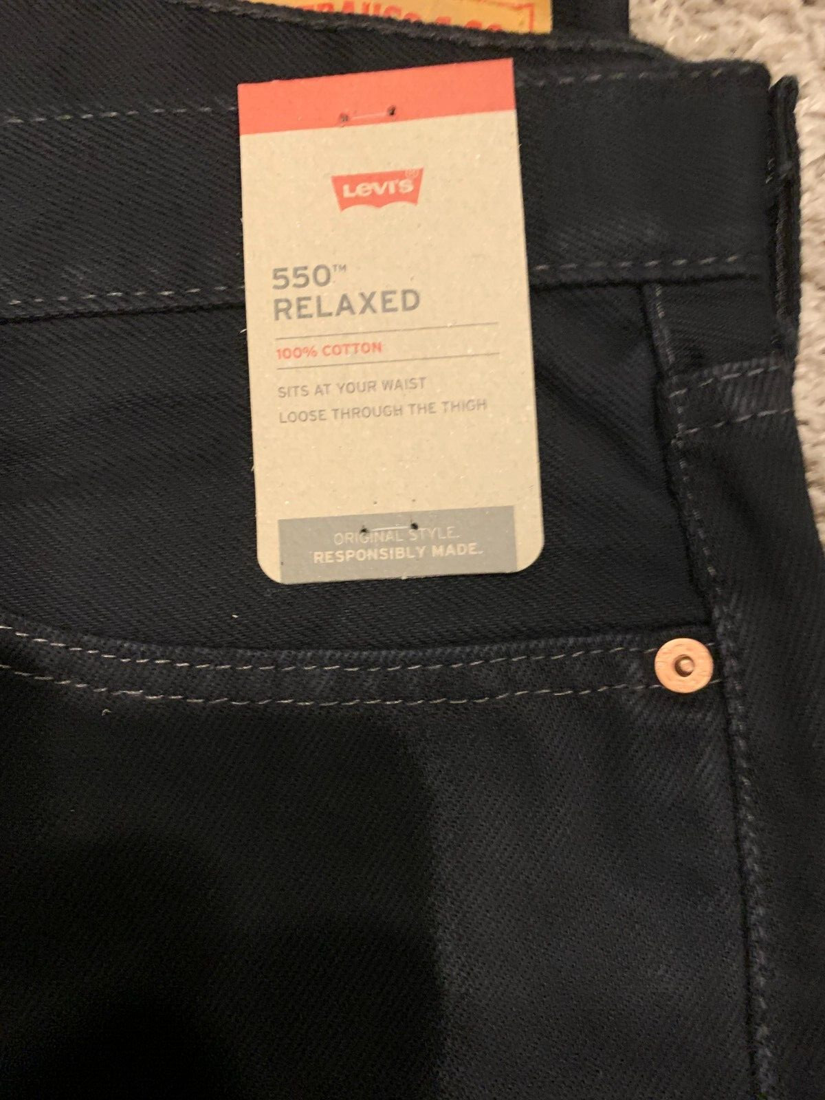 Levi's 550 Relaxed Fit Black Jeans 100% Cotton Men's 36X34 NWT RT$$64.50 0260 A4 thumbnail 4
