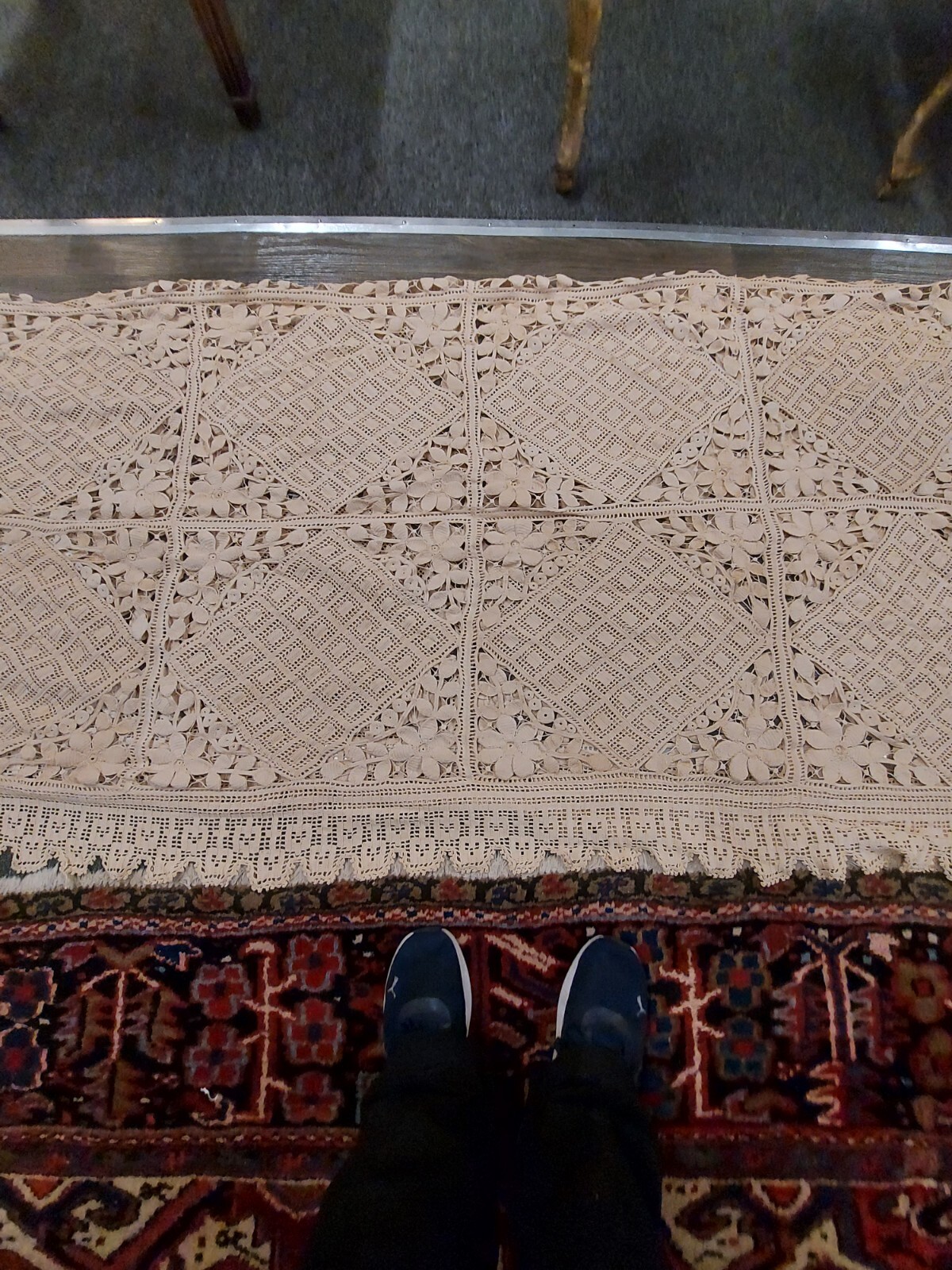 PR. OF ANTIQUE HAND WOVEN CROCHET COVERLETS / BEDSPREADS eBay