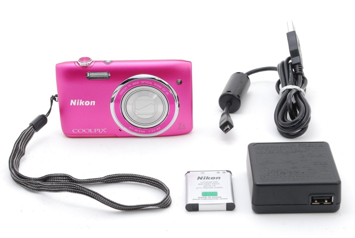 Near MINT ] Nikon COOLPIX S3500 Pink 20.0MP Digital Camera