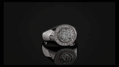 Anello Uomo Moissanite 4 Carati Taglio Tondo Argento Sterling 925 - Personalizzabile - Narayan Jewellery