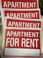 4 FOR RENT SIGN 8"X12" BUSINESS HOME RENTAL USA PLASTIC, APARTMENT HOUSE OFFICE
