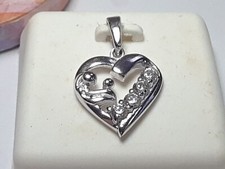 Mother Child .33ctw Rd CZ Sterling Silver Heart Pendant 18473