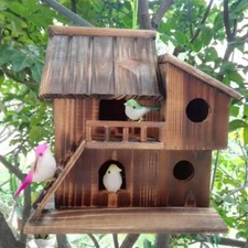 Wooden Bird Houses Hanging Handmade Outdoor Natural Bird Nest Squirrel HouseCage