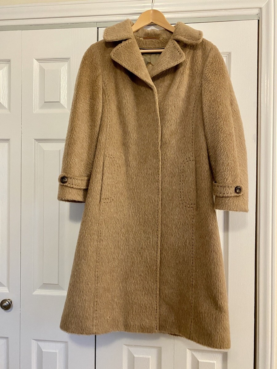 100% Llama Wool Long Coat Ladies Size Medium 10 From Germany