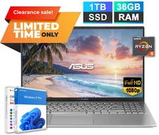 ASUS Vivobook Laptop 15.6" FHD AMD Ryzen 5 36GB RAM 1TB SSD Win Pro Office 2024