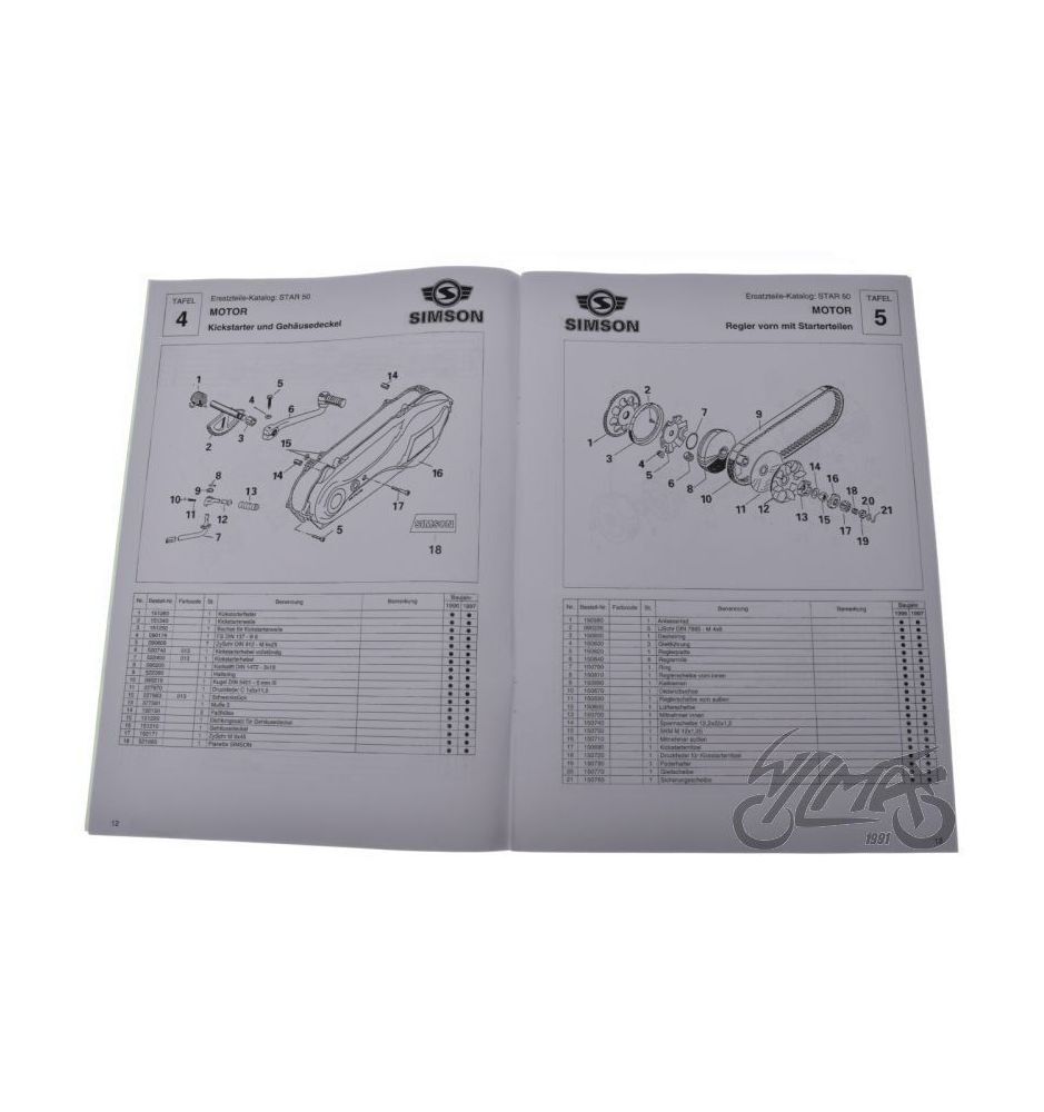 Catalogue étoile Simson pour restaurer votre vélo ancien à l'atelier