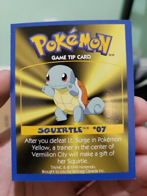 Pokemon: SQUIRTLE #07 [Game Tip Card] [Kellogg's Canada Cereal