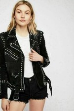 Women Western Suede Leather Jacket Studded Easy Native American