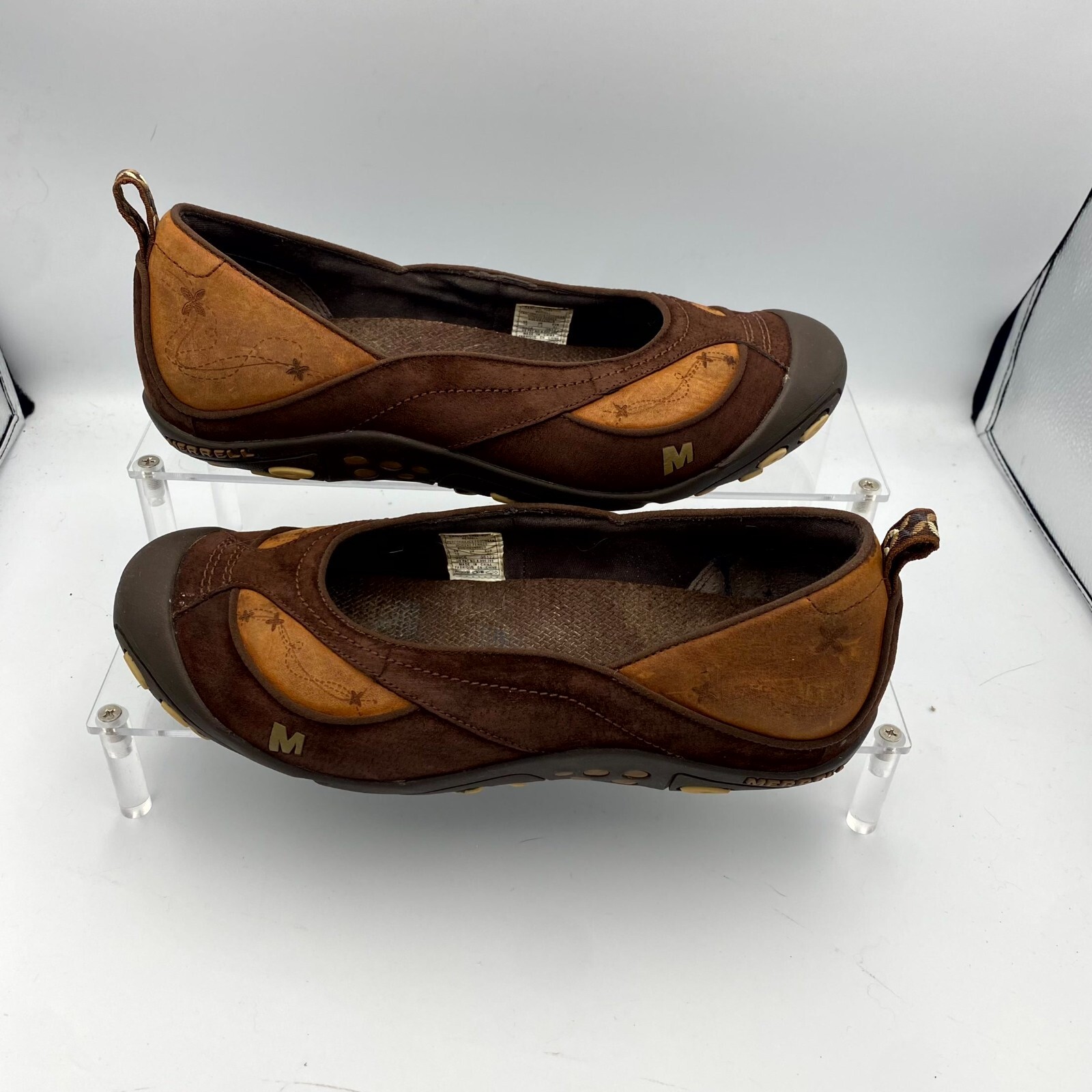 Merrell Carou 36122 scarpa donna 10 pelle scamosciata marrone punta tonda slip on piatta