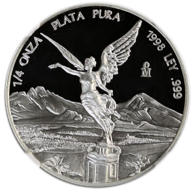 1998 Mexico Silver Proof LIBERTAD 1/4oz. NGC PF69UC Mtg.300 Rare