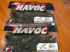 2 Packs Havoc 4" Craw Fatty Soft Plastic Fishing Baits Green Pumpkin