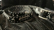 Real Leather Belt with Metal Plates: New York, Paris, Rome