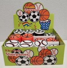Vintage Bensia Sports (Baseball- Basketball- Soccer) 32 Pencil Sharpeners w/Box
