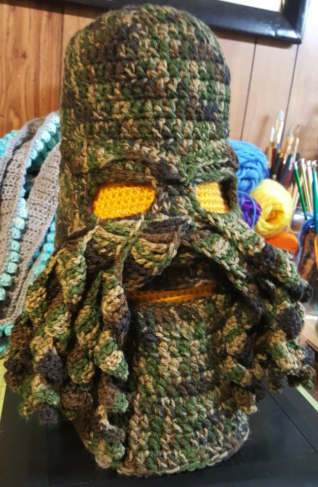 Crochet Cthulhu Face Mask. Made to Order. Your choice of color. - Image 4 of 4