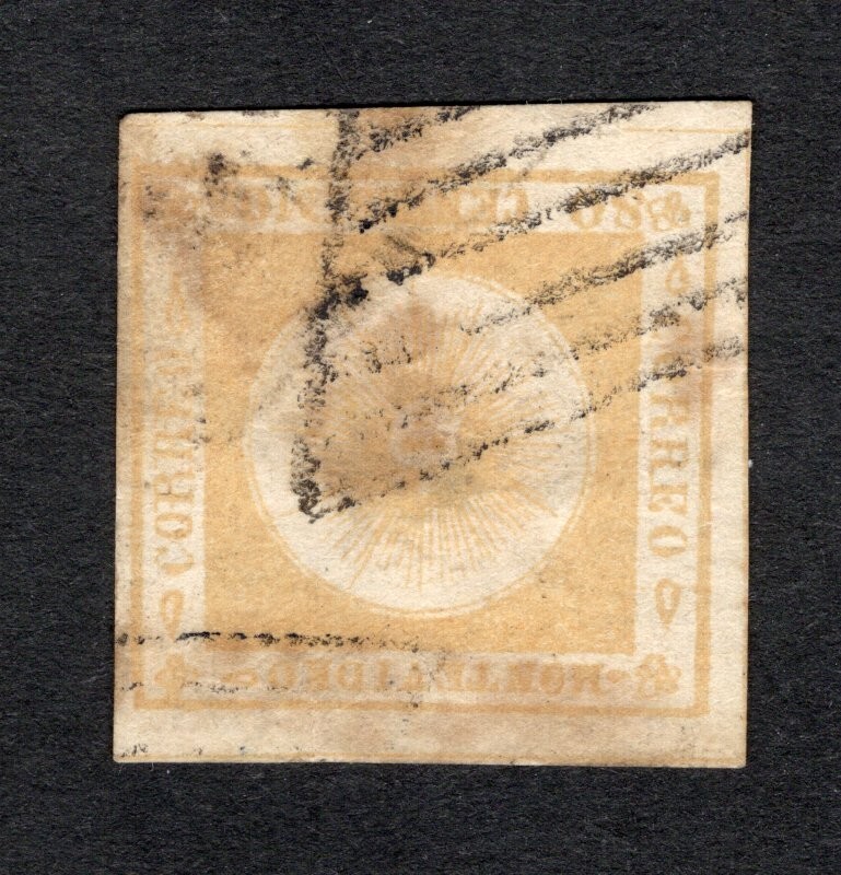 Uruguay 1859 stamp Mi#9b Forgery used CV=90$