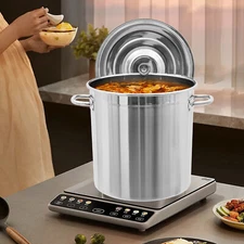 37 QT Stainless Steel Seafood Boil Pot With Basket Heavy Duty Cooking Pot W/ Lid