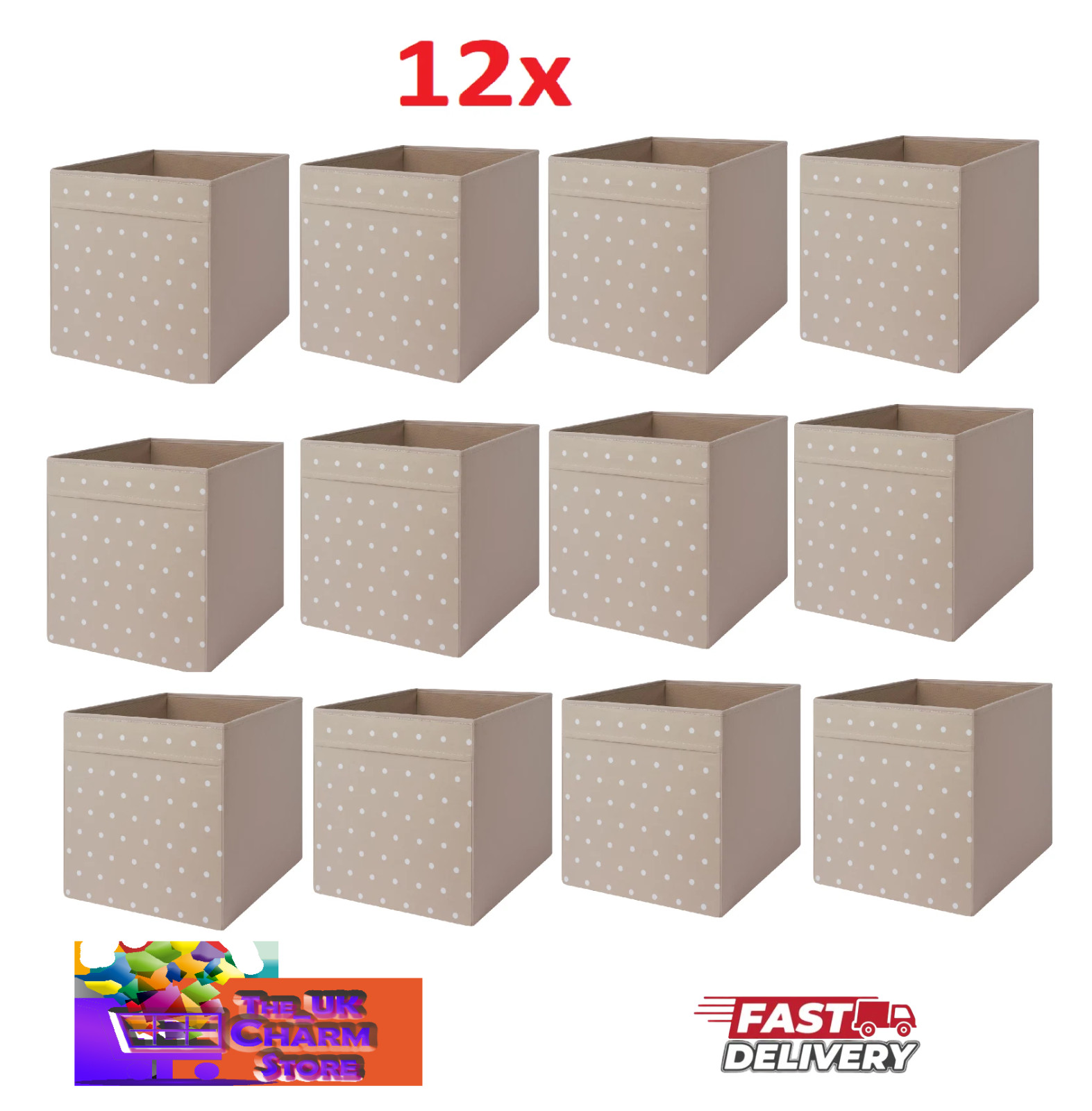 12x IKEA DRONA Storage Boxes for Kallax Shelving Unit Organizer Beige 33x38x33cm