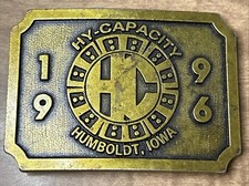 Hy-Capacity Humboldt Iowa Agricultural Equipment Farm 1996 Vintage Belt Buckle