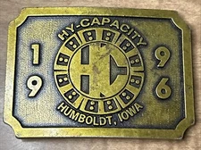 Hy-Capacity Humboldt Iowa Agricultural Equipment Farm 1996 Vintage Belt Buckle