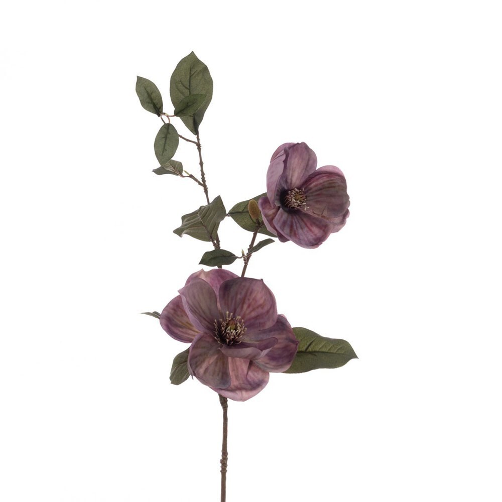 ECO Sustainably Produced Faux Silk Magnolia Spray 84cm/33 Inches Tall Purple