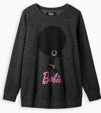 Torrid Crew sweatshirt- Cozy fleece BARBIE - grey sz 1x 2x 3x 4x plus NWT