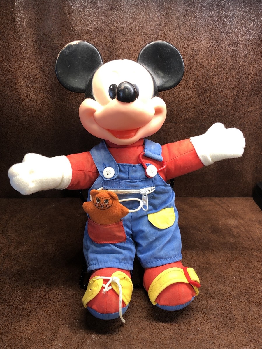 Mickey Minnie Mouse Learn To Dress Doll Tie Buckle Zip Button Disney Toy  Plush