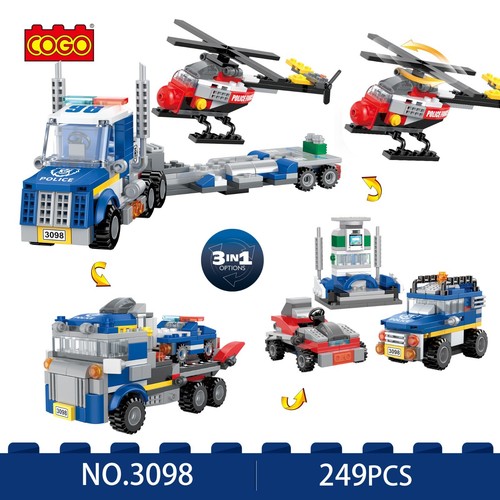 COGO Police Building Blocks Tow Trucks, Airplanes, Loader - Classic Bricks Toy