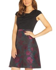 ADRIANNA PAPELL 14 Floral Jacquard Fit & Flare Short Cocktail Dress NWT $159