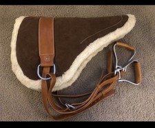Western Brown Suede Leather BareBack Saddle Pad with Aluminum Stirrups
