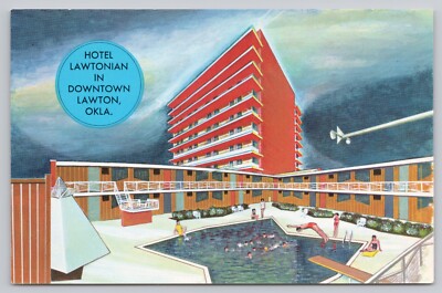 Lawton Oklahoma, Hotel Lawtonian Advertising Artist Rendering, Vintage Postcard