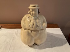 Vintage Chubby Dutch Boy With Blue Scarf Brown Trim Cookie Jar Made In USA