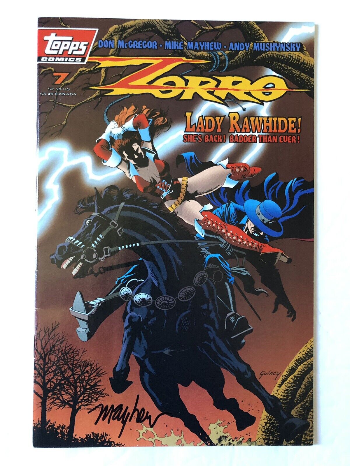 Zorro #7 Signed by Artist Mike Mayhew 1994 Lady Rawhide Paul Gulacy Cover
