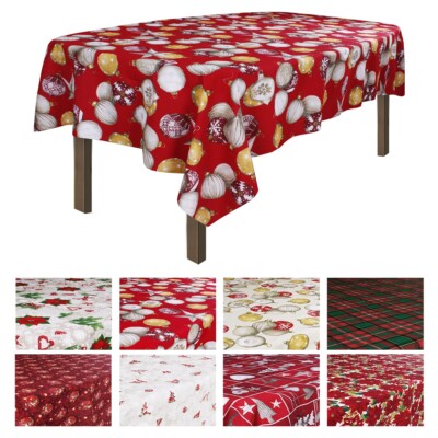 Christmas Tablecloth Custom Fancy Christmas Table Cover Red Beige