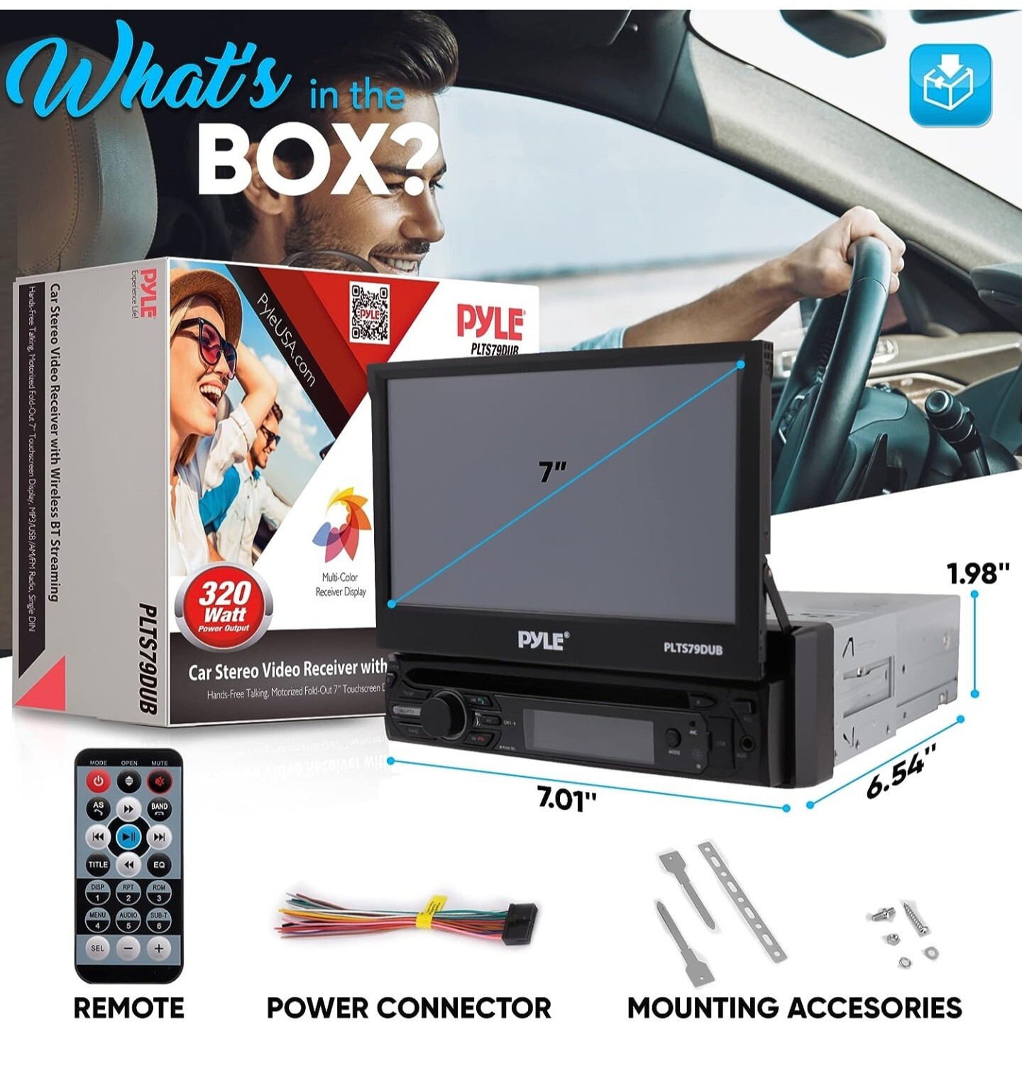 Pyle Car Stereo Video Receiver w/ Multimedia Disc Player-BT Wireless, Single DIN
