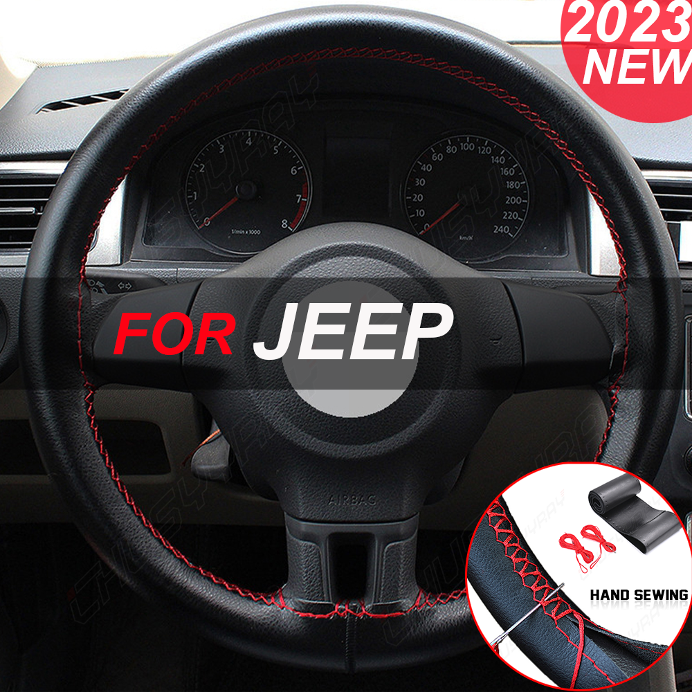Leather DIY 38CM 15" Car Steering Wheel Cover for 2022 Jeep Gladiator