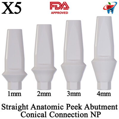 5pcs DSl Straight Abutments Anatomic Peek Conical Connection NP Dental Lab 