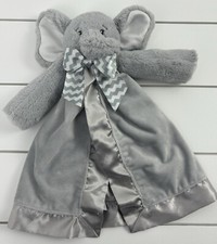 BEARINGTON Baby Elephant Lovey Blanket Gray Plush Satin Security Clutch