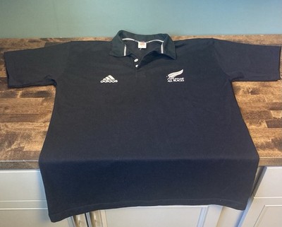 Vintage -New Zealand All Blacks Adidas Rugby Polo Shirt -  Mens XL-Very Durable