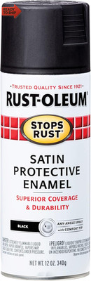 Rust-Oleum 7777830 Stops Rust Spray Paint, 12 Oz, Satin Black