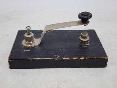 Vintage Central Scientific Single Key Telegram 5'' x 3'' Wood Telegraph AS IS #2