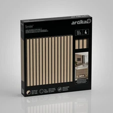 (4-PACK) ARTIKA Sonolok Sound-Absorbing Slatted Wall Panel Kit - Oak - Open Box