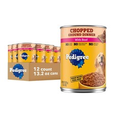 Pedigree Chopped Ground Dinner Adult Wet Dog Food, Beef Flavor, 13.2oz Cans (12-