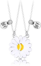 2-4Pcs Half Sun Pendant Necklace Bracelet Set for Women E silver sunflower