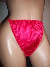 Vtg Second Skin Thong Satin String Bikini Panty L
