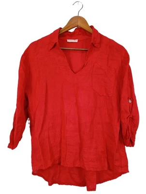 MADE IN ITALY Blouse à enfiler Dames Blouse T EU 38 rouge style décontracté - Photo 1/4