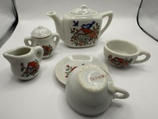 Miniature Tea Set Mid Century Japan Floral And Birds Girls Tea Party 8 Pieces