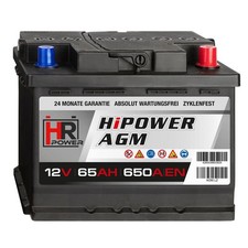 HR 12V 65Ah Autobatterie 650A EN AGM Start-Stop Starterbatterie Wartungsfrei