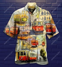 Old City Vintage Tram Hawaiia, Vintage Hawaiian Shirt, Aloha Party