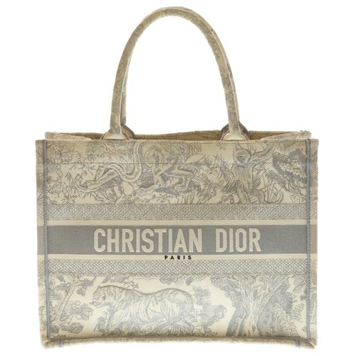 Christian Dior Book Tote Twald Jouy Animal Total Pattern Jacquard Bag White Used