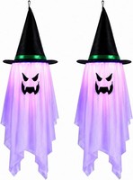 Halloween Deko HäNgende Geister 2 StüCk Mit Led-Lichtern FüR Garten Terrasse